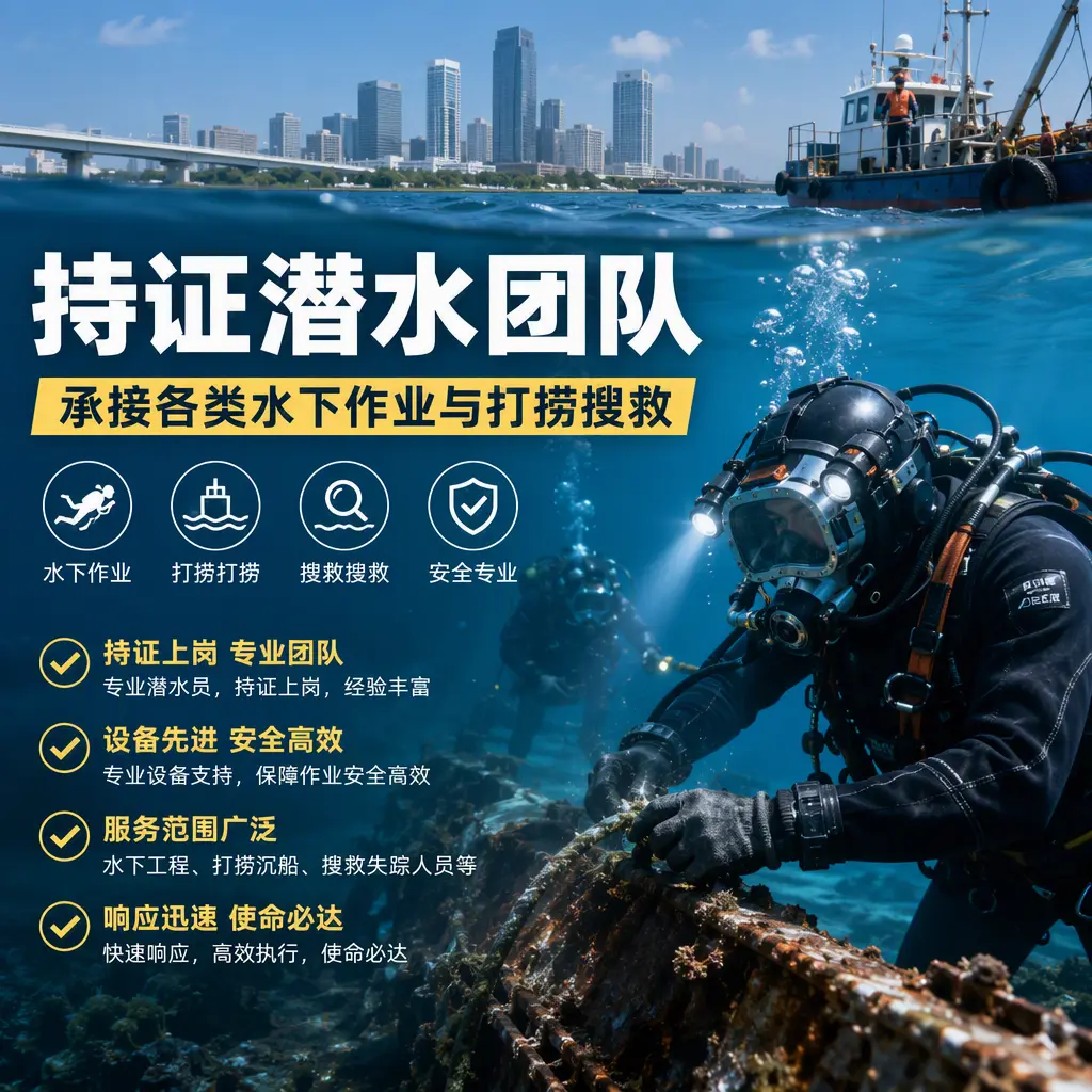 持证潜水团队，承接各类水下作业与打捞搜救滦平