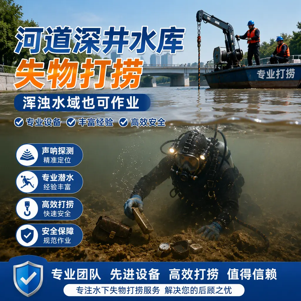 河道深井水库失物打捞，浑浊水域也可作业滦平