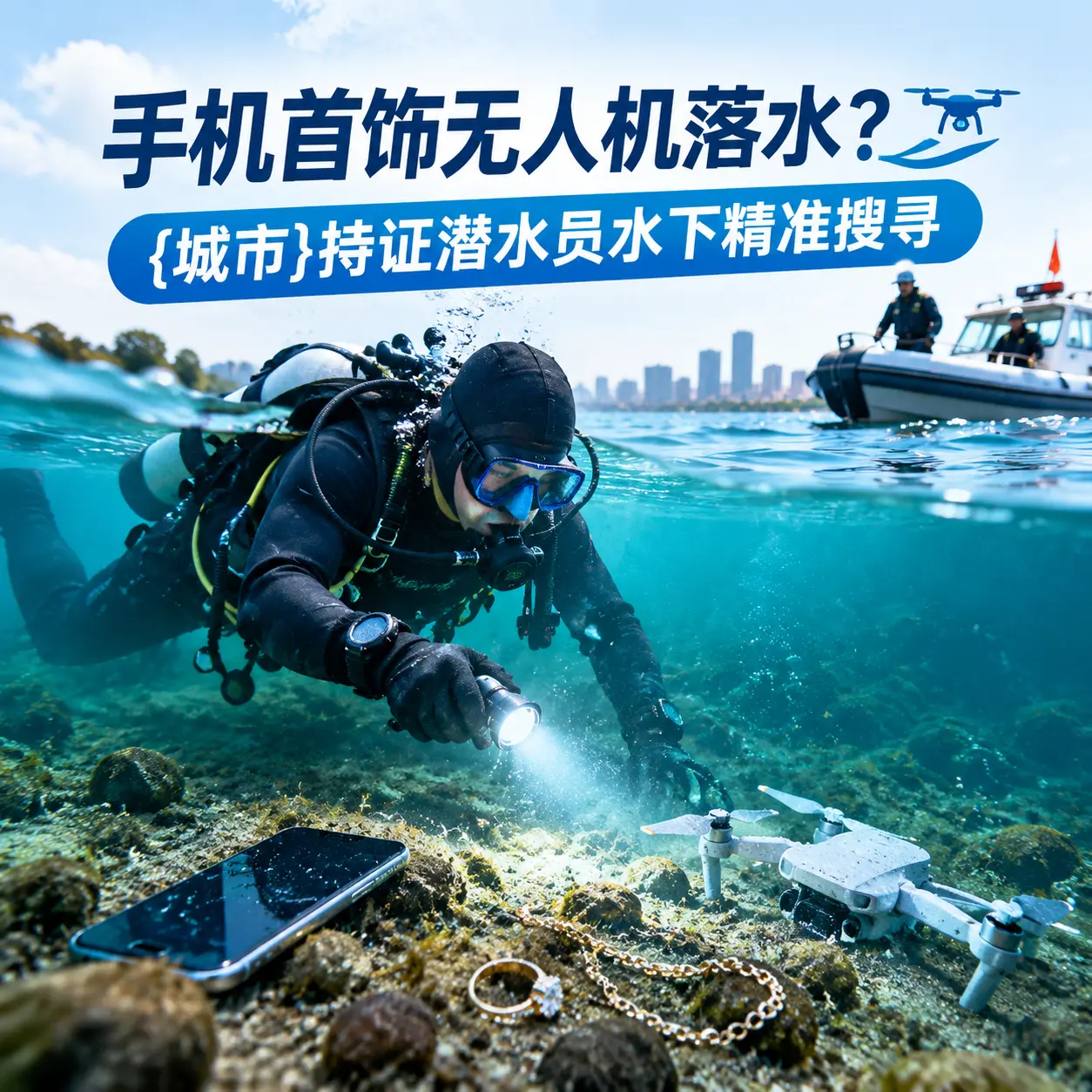 手机首饰无人机落水？滦平持证潜水员水下精准搜寻